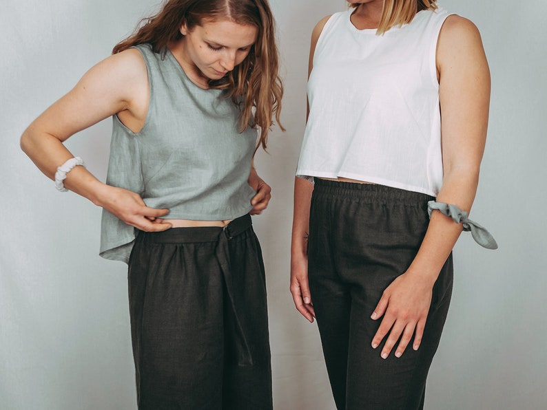 Linen crop top Back to love crop top Open back crop top