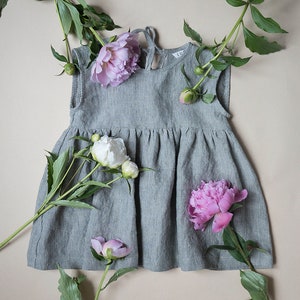 Summer linen dress for baby and toddler image 1