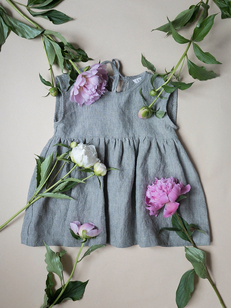 Summer linen dress for baby and toddler image 1