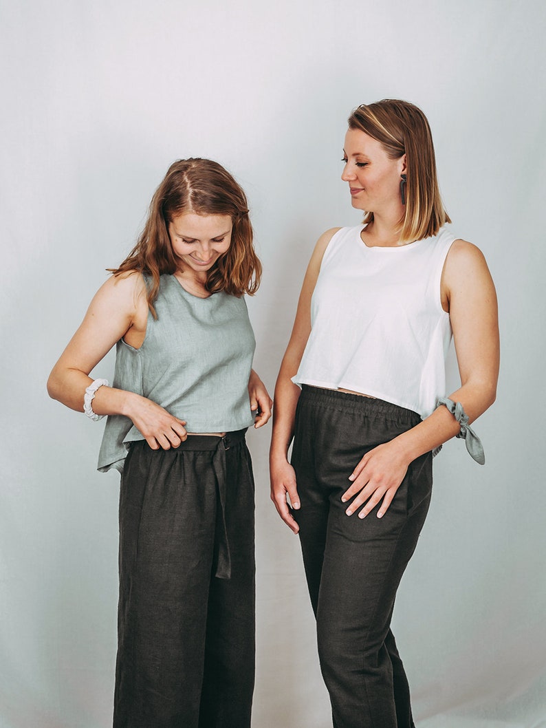 Linen crop top Back to love crop top Open back crop top