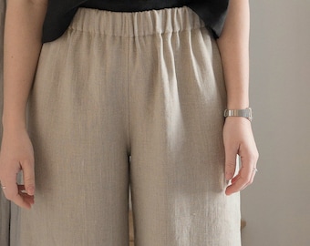 Linen Pants Women Wide Leg, Minimalist Linen Trousers, Sustainable Clothing, Breathable Summer Linen Pants
