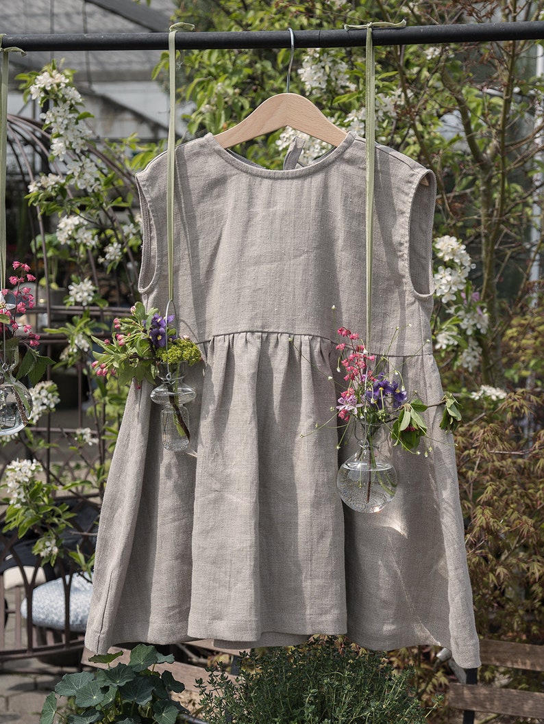 Summer linen dress for baby and toddler image 8