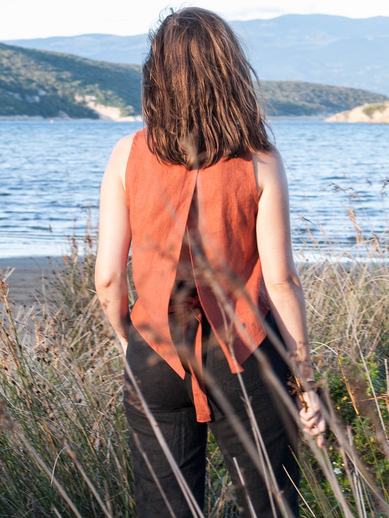 Linen crop top Back to love crop top Open back crop top