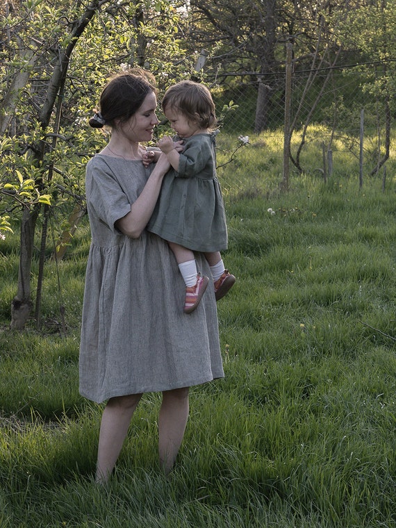nursing friendly linen dress White Linen Nursing Dress - Embroidered Breastfeeding Midi Outfit