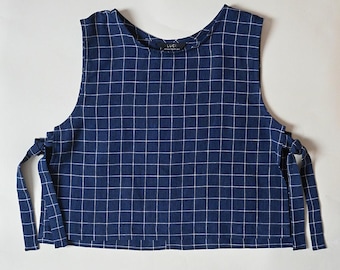 Gilet minimaliste en lin avec liens sur les côtés | Haut minimaliste en lin | Haut polyvalent pour garde-robe Caupsule