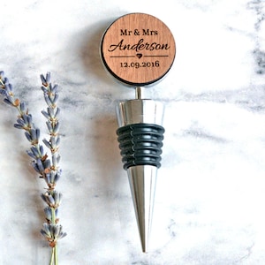 Bottle Stopper Personalised, Custom Wine Bottle Stopper, Wedding Gift for Couple Newlyweds, 5th Anniversary Wedding Housewarming Gift