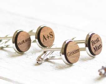 Personalised Cufflinks, Custom Cufflinks, Personalized Wedding Cufflinks, Wooden Cufflinks, Groom Cufflinks, Engraved Cufflinks