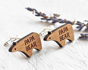 Dad Cufflinks, Gifts For Dad, Father's Day Gift for Dad, Bear Cufflinks, Daddy Gift, Papa Bear