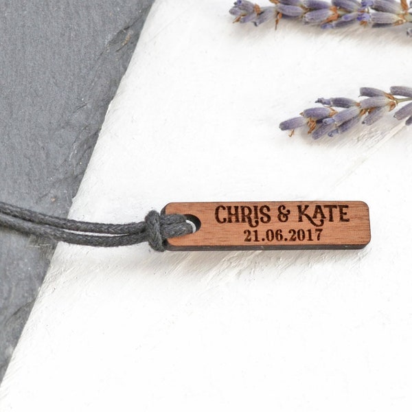 Mens Cord Necklace, Mens Personalised Necklace, Engraved Wood Pendant, Gift for Him, Birthday Gift for Him or Her, Wood Anniversary Gift