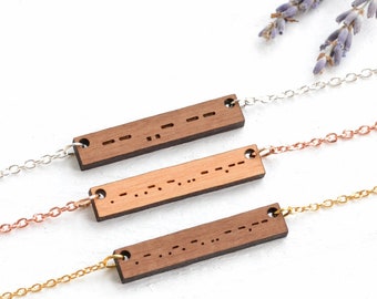 Morse Code Necklace, Secret Message, Morse Code Jewellery, Gift for Sister Mum Best Friend Bridesmaid Present