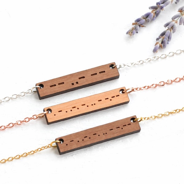 Morse Code Necklace, Secret Message, Morse Code Jewellery, Gift for Sister Mum Best Friend Bridesmaid Present