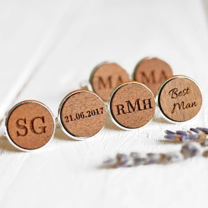 Wooden Cufflinks, Cufflinks Personalized, Custom Initial Cufflinks, Wedding Cufflinks, Groomsmen Cufflinks, Personalised Best Man Cufflinks