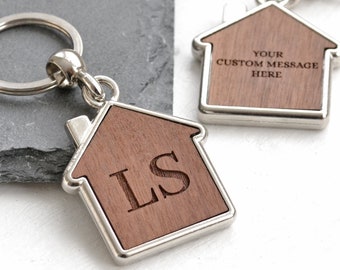 Personalised Keyring, Custom Engraved Keyring Initials Keyring Housewarming First House Gift