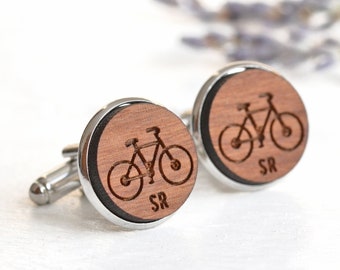 Personalized Cufflinks, Gift for Cyclist, Bike Cufflinks, Personalised Gifts for Him, Birthday Gifts for Dad, Father's Day Gift