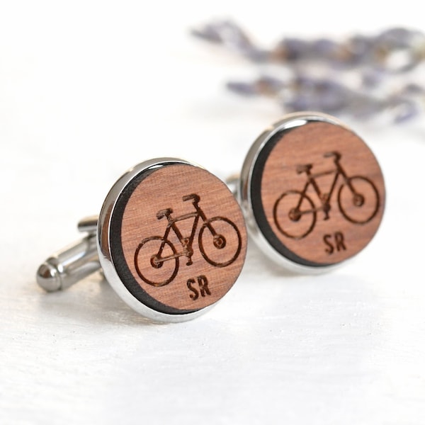 Personalized Cufflinks, Gift for Cyclist, Bike Cufflinks, Personalised Gifts for Him, Birthday Gifts for Dad, Father's Day Gift