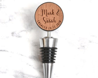 Personalised Engagement Gift, Custom Wine Bottle Stopper, Personalised Gift for Newly Engaged Couple, Bottle Stopper for Engagement