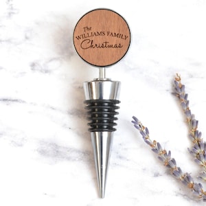 Personalised Wine Bottle Stopper, Custom Christmas Gift, Xmas Table Decoration, Stocking Stuffer, Stocking Filler, Holiday Hostess Gift image 1