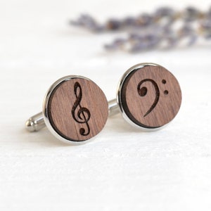 Music Cufflinks Musician Gift Treble Clef Cufflinks Music Gift Gifts For Musicians Graduation Gift Bass Clef Music Teacher Gift image 1