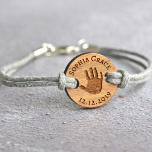 Handprint Bracelet, Baby Hand Print Bracelet, Father's Day Gift for New Dad, New Baby Keepsake image 2