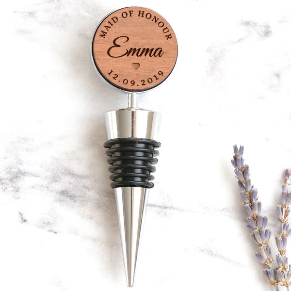 Personalised Bottle Stopper, Maid of Honour Gift, Bridesmaid Maid of Honor Wedding Gifts, Bridesmaid Proposal, Wine Gift