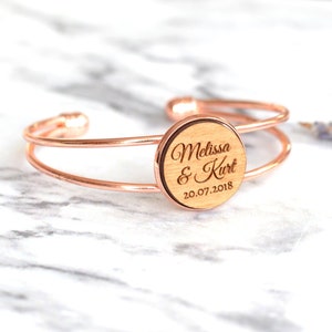 Custom Wedding Bangle - Personalised Name and Date - Custom Anniversary Gift For Her - 5th Anniversary Gift -  Bridesmaid Bracelet