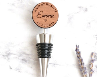 Personalised Bottle Stopper, Maid of Honour Gift, Bridesmaid Maid of Honor Wedding Gifts, Bridesmaid Proposal, Wine Gift
