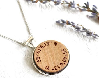 Custom Coordinates Necklace - Latitude Longitude - Location Necklace - Custom Engraved Gift For Her - Fifth Anniversary Gift for Her