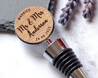 Personalised Wedding Gift, Custom Engraved Bottle Stopper, Couples Anniversary Gift, New Home Gift, Newlyweds Gift, Wine Bottle Stopper