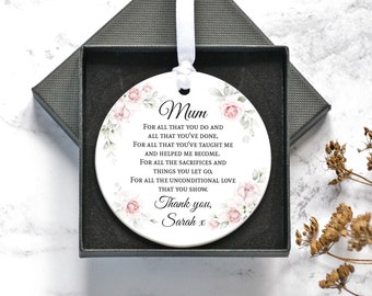 Personalised Mother of the Bride Gift, Wedding Day Gifts, Wedding Hanging Decoration, Gift from Bride to Mum, Gift from Daughter to Mother