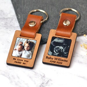 Porte-clés photo personnalisé papa, cadeau pour papa, cadeau d'anniversaire pour papa grand-père, porte-clé photo en cuir, cadeau d'anniversaire de sa fille et son fils