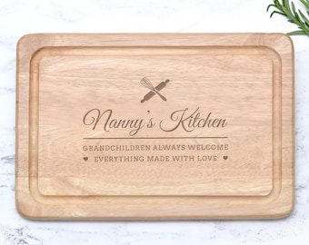 Personalised Gift for Nanny, Nannie Chopping Board, Kitchen Birthday Gift for Nanna, Baking Gift for Grandma, Cooking Gift for Granny