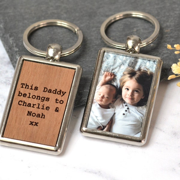 Personalised Dad Photo Keyring, Birthday Gift for Dad Grandad, Photo Keychain, Gift for Daddy, Gift From Children, New Baby Gift