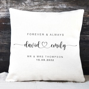 Personalised Cushion, Wedding Gift for the Couple, Engagement or Anniversary Gift, Custom Couples Names And Date Cushion