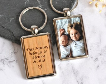 Personalised Nanny Photo Keyring, Gift for Nannie Grandma, Granny Nanna Gift From Grandchildren, New Grandparent Gift