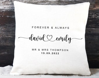 Personalised Cushion, Wedding Gift for the Couple, Engagement or Anniversary Gift, Custom Couples Names And Date Cushion