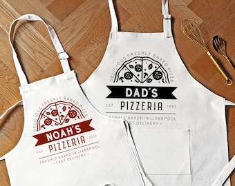 Personalised Pizza Apron, Birthday Gift For Pizza Lover, Dad Apron, Father Son Pizzeria Aprons, Pizza Oven, Father's Day Gifts for Daddy