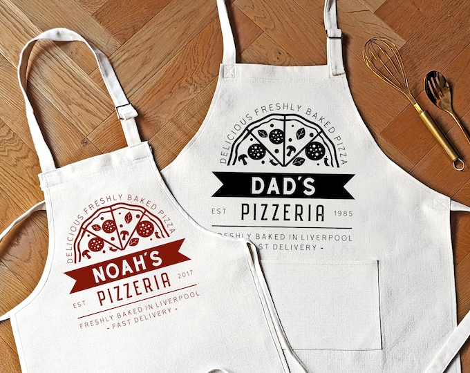 Personalised Pizza Apron, Birthday Gift For Pizza Lover, Dad Apron, Father Son Pizzeria Aprons, Pizza Oven, Father's Day Gifts for Daddy