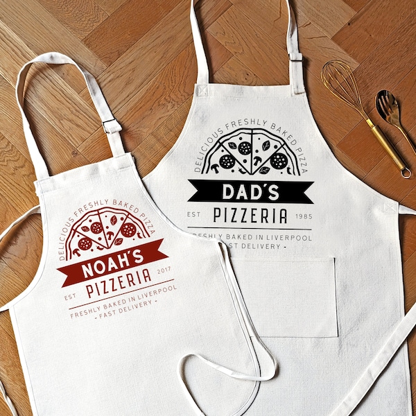 Personalised Pizza Apron, Father's Day Gift For Daddy, Dad Apron, Pizza Gift, Father Son Pizzeria Aprons, Pizza Oven Apron, Birthday Gift