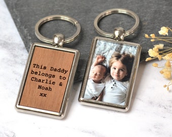 Personalised Dad Photo Keyring, Birthday Gift for Dad Grandad, Photo Keychain, Gift for Daddy, Gift From Children, New Baby Gift