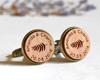 Plant Cufflinks, Personalised Cufflinks, Leaf Cufflinks Garden Botanical Wedding Cufflinks, Woodland Wedding Theme, Rustic Wedding Cufflinks