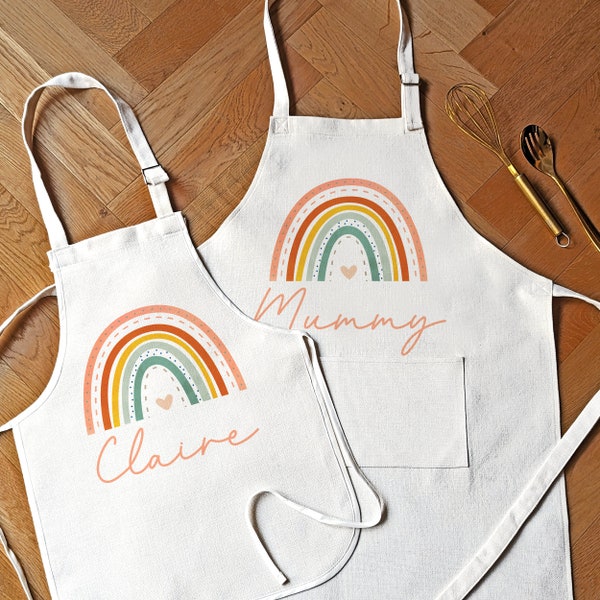 Personalised Children's Apron, Rainbow Apron, Baking Gifts, Kids Apron, Mother Daughter Matching Set Aprons, Mum Nannie Nanny Granny Aprons