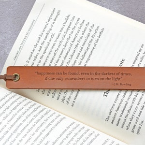 Personalised Leather Bookmark, Custom Leather Bookmark, Custom Quote Bookmark, Gift for Him, Personalised Gift for Reader image 2