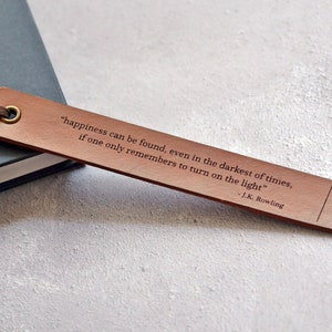 Personalised Leather Bookmark, Custom Leather Bookmark, Custom Quote Bookmark, Gift for Him, Personalised Gift for Reader image 3