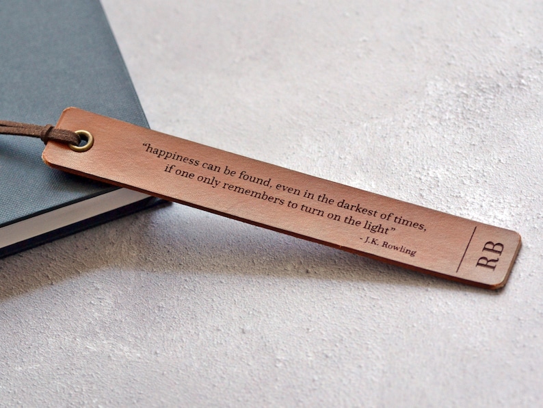 Personalised Leather Bookmark, Custom Leather Bookmark, Custom Quote Bookmark, Gift for Him, Personalised Gift for Reader image 3