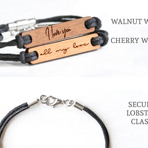 Handwriting Bracelet, Mens Bracelet, Handwriting Gift, Personalised Valentine's Gift For Him or Her, Signature Bracelet, Wood Bracelet image 4