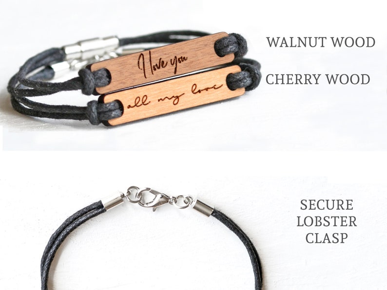 Handwriting Bracelet, Mens Bracelet, Handwriting Gift, Personalised Valentine's Gift For Him or Her, Signature Bracelet, Wood Bracelet image 4