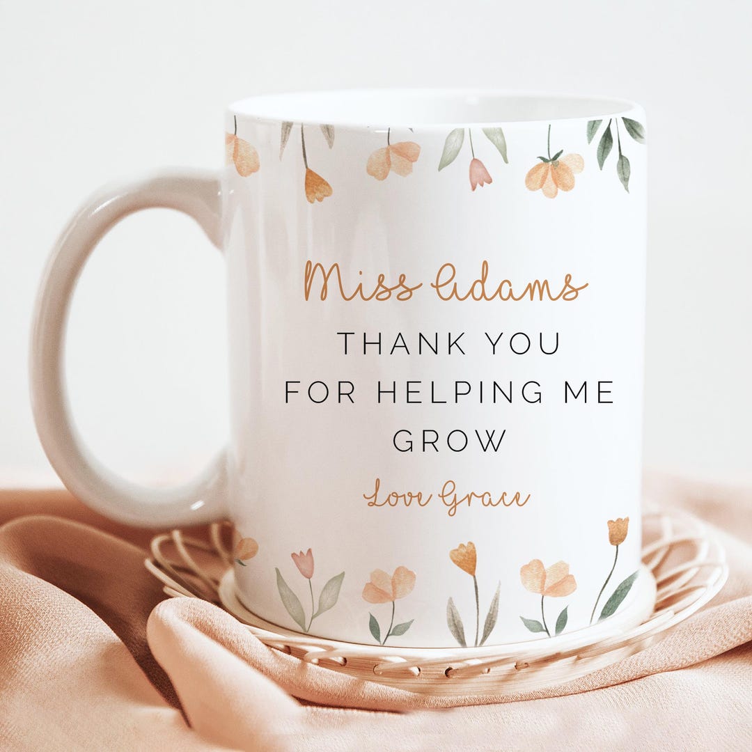 Personalised Teacher Thank You Gift, Teacher Mug With Name, Nursery ...