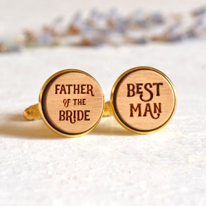 Personalised Groomsmen Cufflinks, Customised Wedding Cufflinks, Best Man Usher Father of the Bride Groom Cufflinks, Custom Wooden Cufflinks image 4