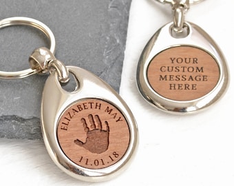 Baby Handprint Childrens Footprint Keyring, Gift for New Grandparent, Fathers Day Gift, Gift for New Parents, New Dad Gift, Newborn Keepsake