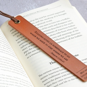 Personalised Leather Bookmark, Lockdown Birthday Gift, Quarantine Pandemic Gift, Gift for Reader Book Lover, Gifts for Mum Dad Grandad image 1